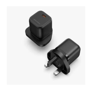 Vention 1-port USB-C GaN Charger 30W UK-Plug Black-FAKB0-UK