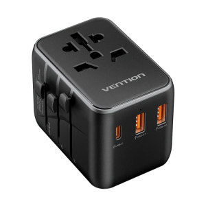 Vention 3-Port USB (C + A + A) Universal Travel Adapter (20W/18W/18W) Black - FJEB0