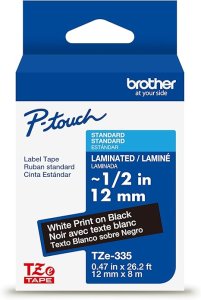 Brother TZe-335 White on Black Laminated Tape