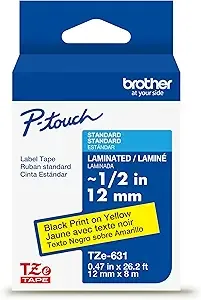 Brother TZE-631 Black on Yellow Tape