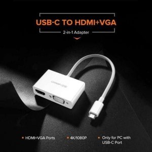 UGREEN CM162 4 -In -1 USB-C to HDMI + VGA +USB 3.0 Adapter with PD(100W)-Space Gray