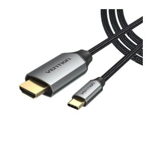 Vention Cotton Braided Type-C to HDMI Cable 2M Black Alluminium alloy Type-VEN CRBBH